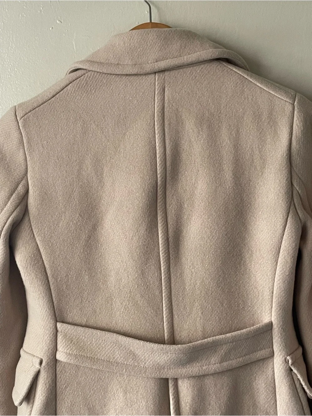J. Crew Double-Breasted Peacoat in Blush Pink with Gold Buttons - Picture 3 of 14